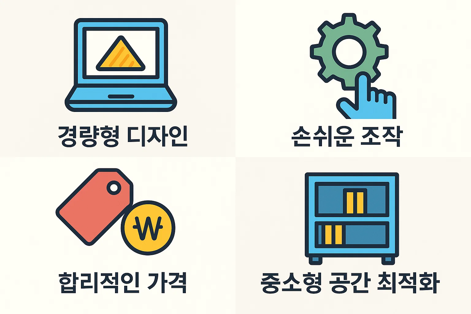 경량형 디자인, 손쉬운 조작, 합리적 가격, 중소형 공간에 최적화된 실사용 리뷰 요약 인포그래픽.