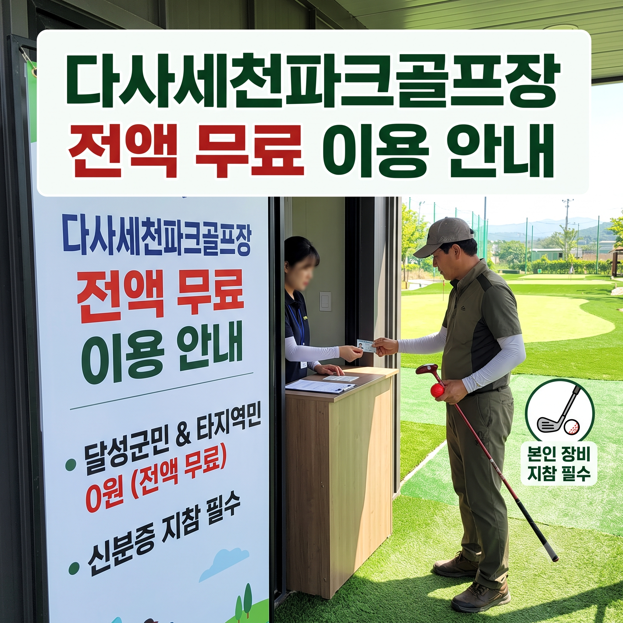 대구 지하철역 도보권, 다사세천파크골프장 36홀 무료 이용방법 핵심정리 (위치, 코스, 이용시간, 홀짝제 입장 등)