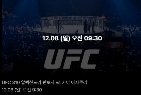 UFC 310 ,최두호 컴백