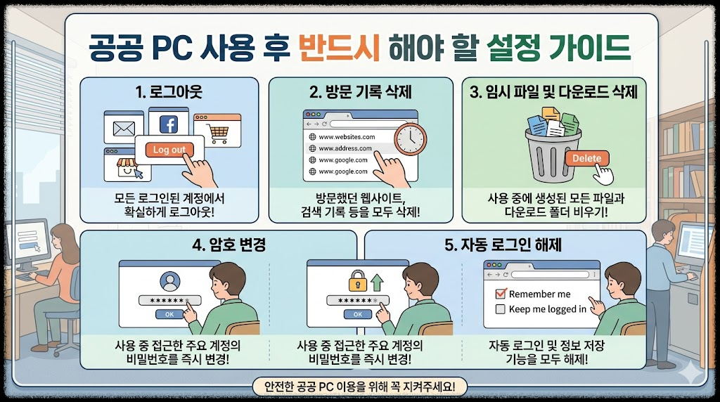 공공 PC 사용 후 반드시 해야 할 설정과 보안 점검 방법