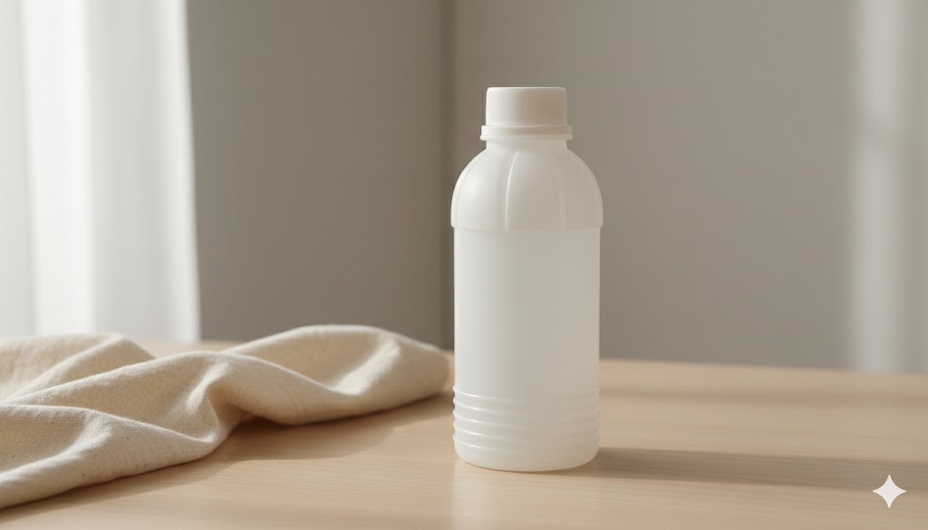 따스한 햇살이 비치는 창가에 심플하고 미니멀한 디자인의 삼양플라스틱 A250 용기가 놓여 있습니다. 불필요한 장식 없이 용기 본연의 재질감과 깔끔한 형태가 돋보여, MZ세대가 선호하는 간결한 디자인과 친환경적 가치를 전달합니다