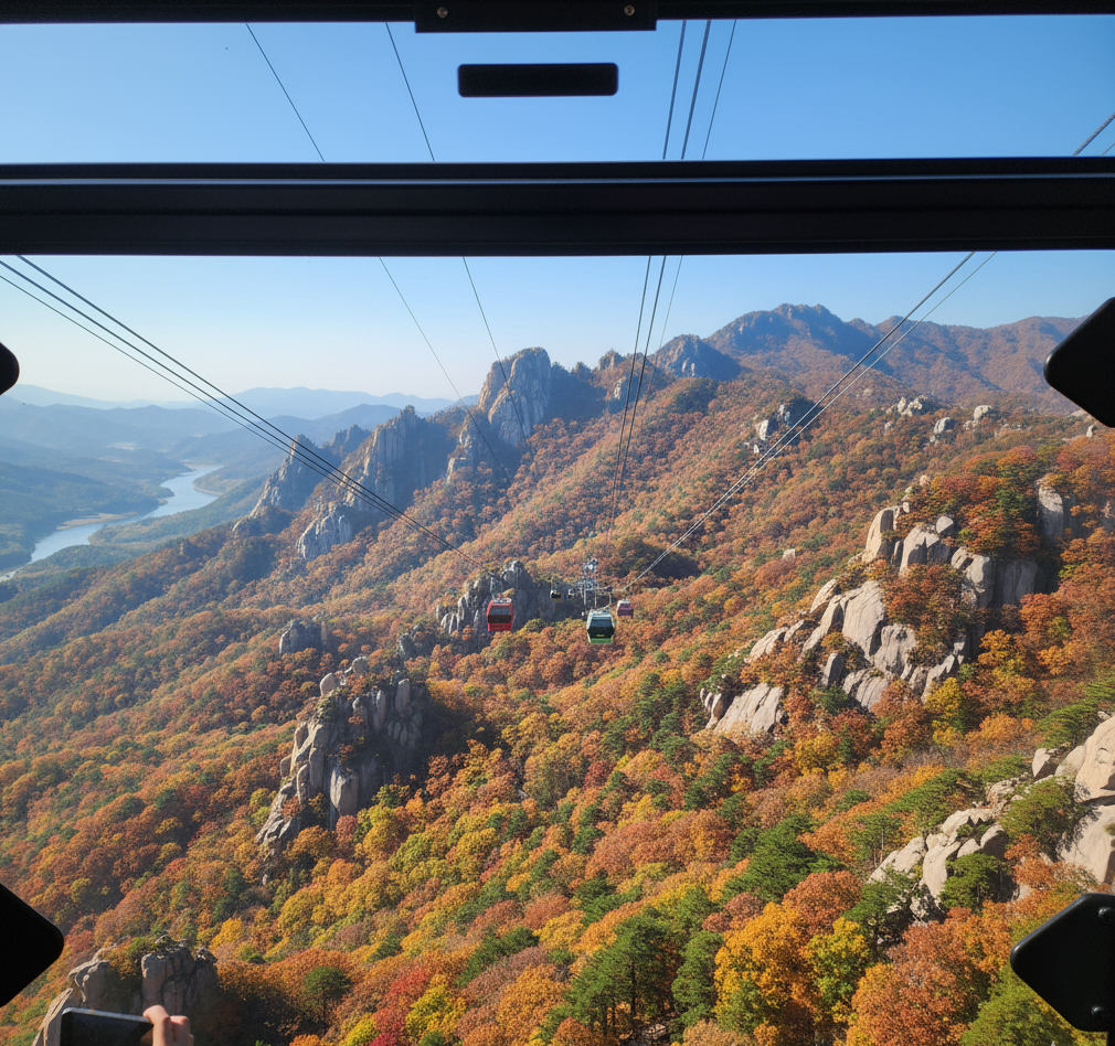 설악산 단풍과 케이블카 전경