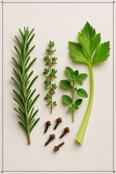 월계수 잎을 대체할 수 있는 재료들 - 로즈마리 타임 오레가노 셀러리잎 정향(클로브)