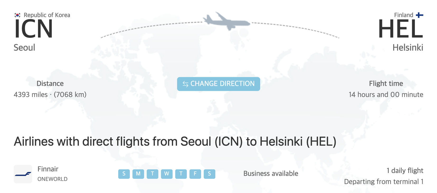 헬싱키 항공 노선