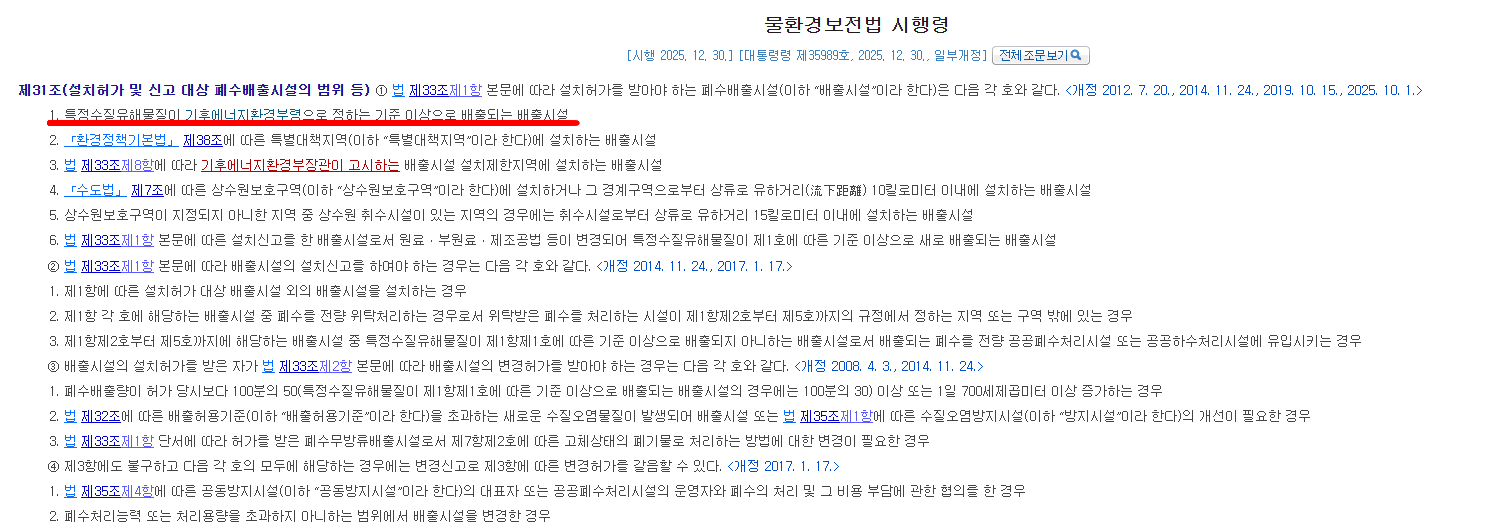 특정수질유해물질 배출시설 허가 대상 &amp; 무허가 적발 시 처벌 수위 완벽 정리