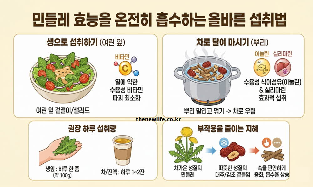 민들레 효능 높이는 복용법 먹는 방법