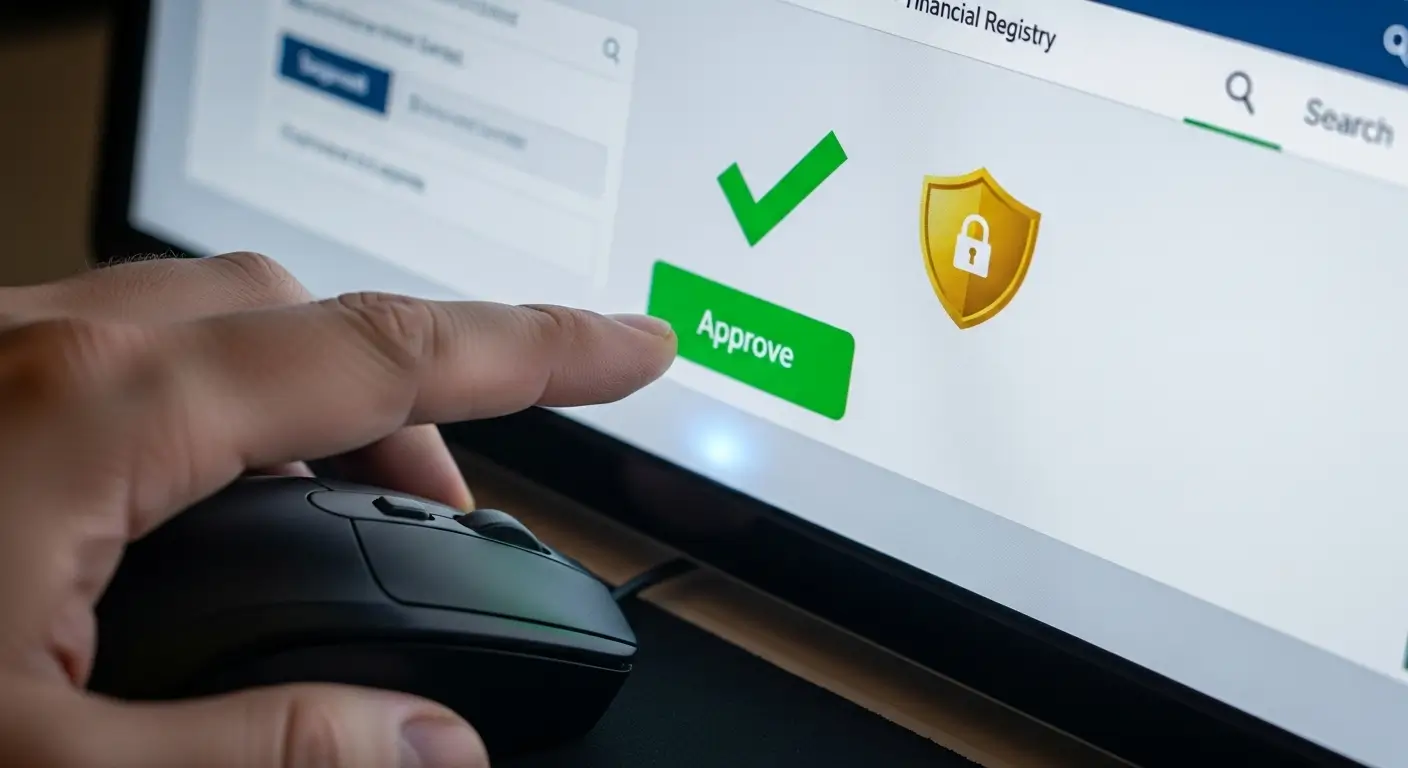 금융감독원 파인 웹사이트에서 정식 등록 대부업체를 조회하고 안심하는 모습