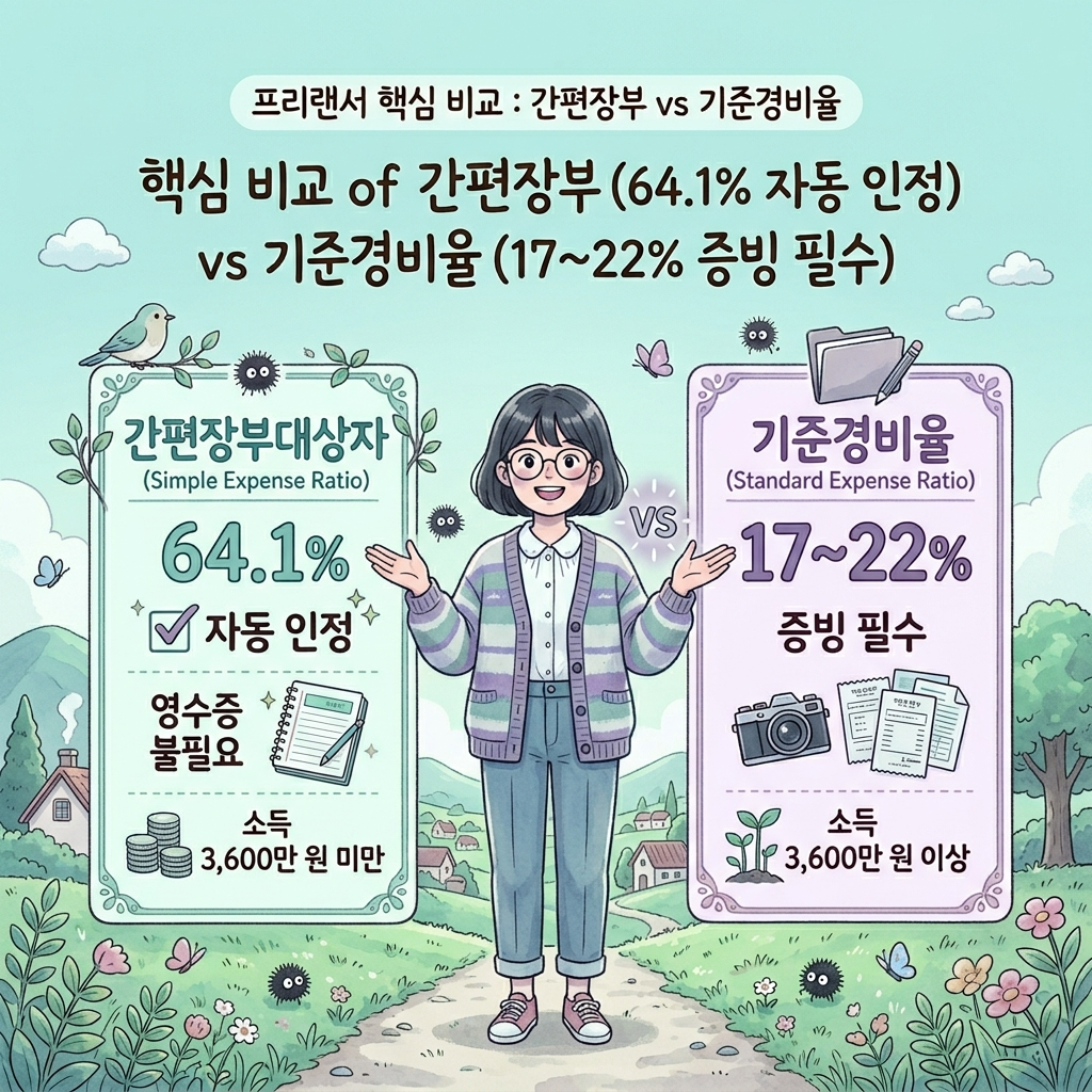 프리랜서 단순경비율 64.1% 기준경비율 17% 핵심 차이 비교