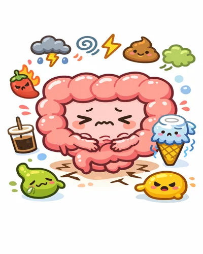 과민성 장 증상을 표현한 그림