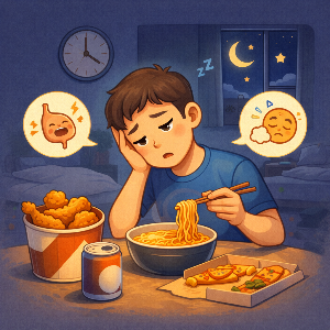 야식이 건강을 망치는 진짜 이유! 밤에 먹으면 몸이 달라지는 변화