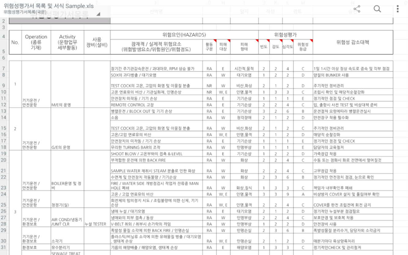 한컴오피스 엑셀화면