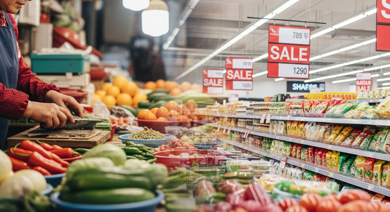 시끄러운 것들이 시장을 채우는 느낌