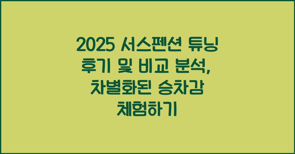 서스펜션 튜닝 후기 및 비교 분석