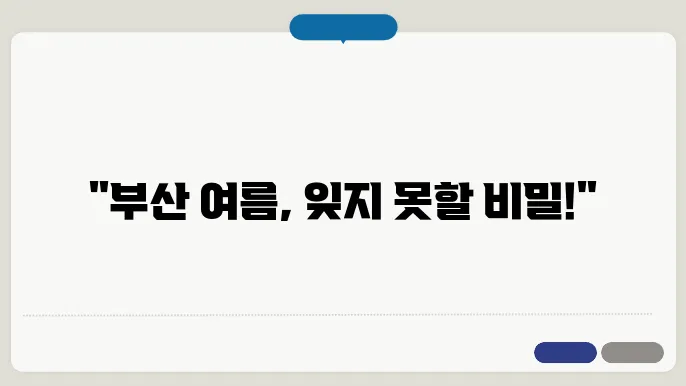 부산의 여름 음식을 보러가는 특별한 방법
