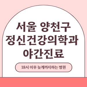 서울 양천구 야간진료 정신건강의학과 병원 (18시 이후 늦게까지하는 병원)
