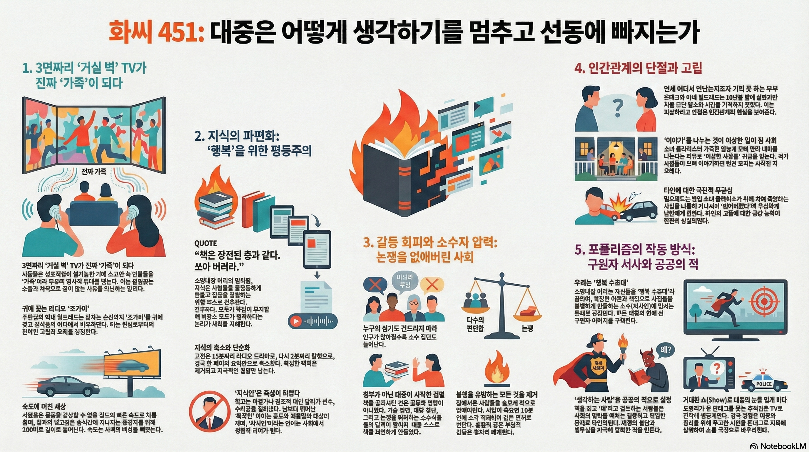 화씨 451, 대중 조종의 다섯 기제