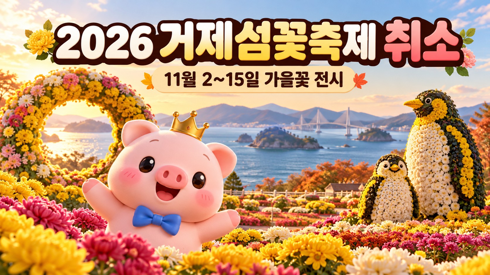 2026 거제섬꽃축제 취소와 11월 2~15일 가을꽃 전시를 안내하는 소소피그