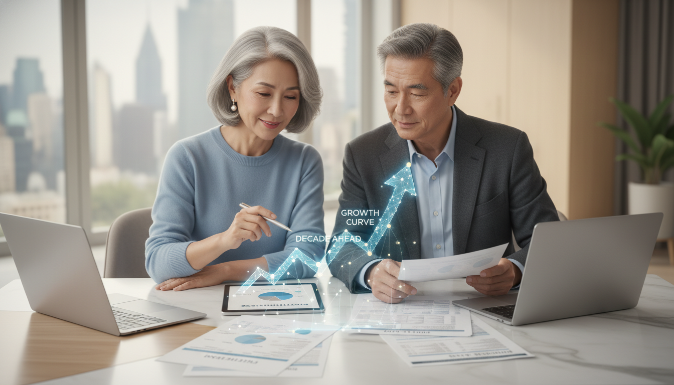 2026년 국민연금 수령 시기와 노후 재무 계획을 세우는 중년 부부의 모습