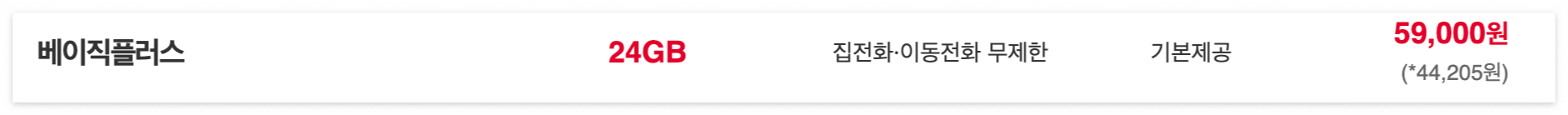 SKt 5G 중간요금제 베이직 플러스