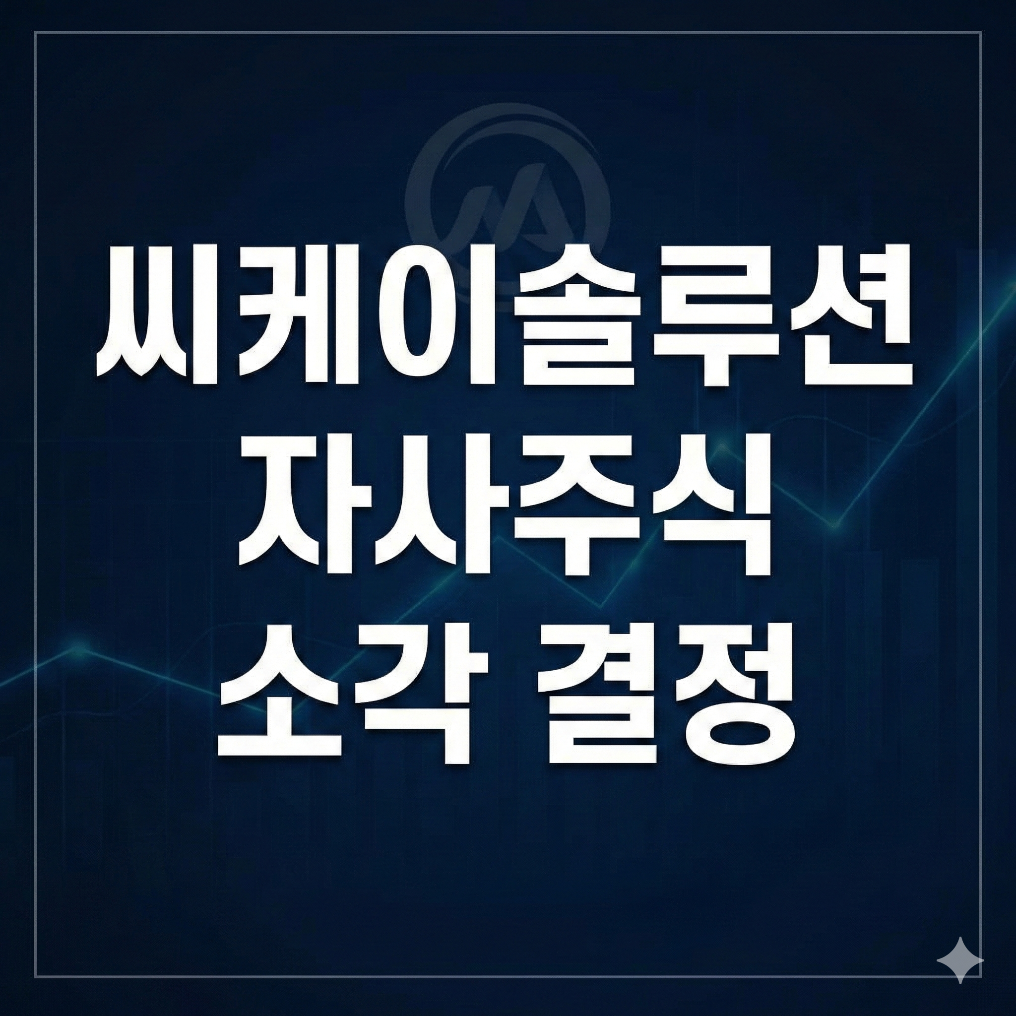 씨케이솔루션 자사주 소각