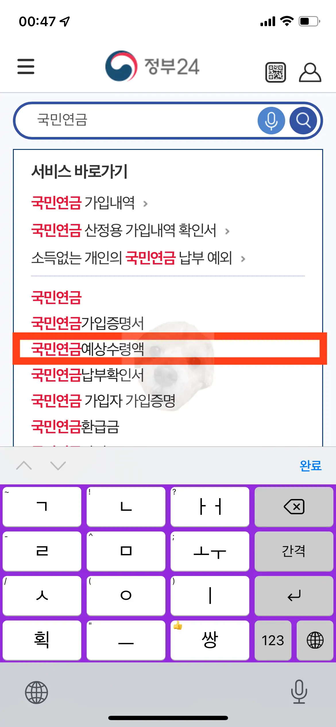 국민연금 검색