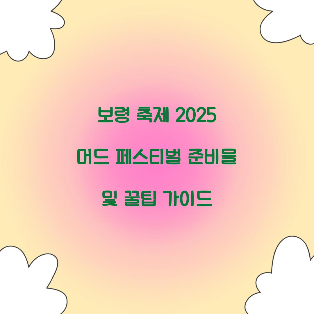 보령 축제 2025 머드 페스티벌