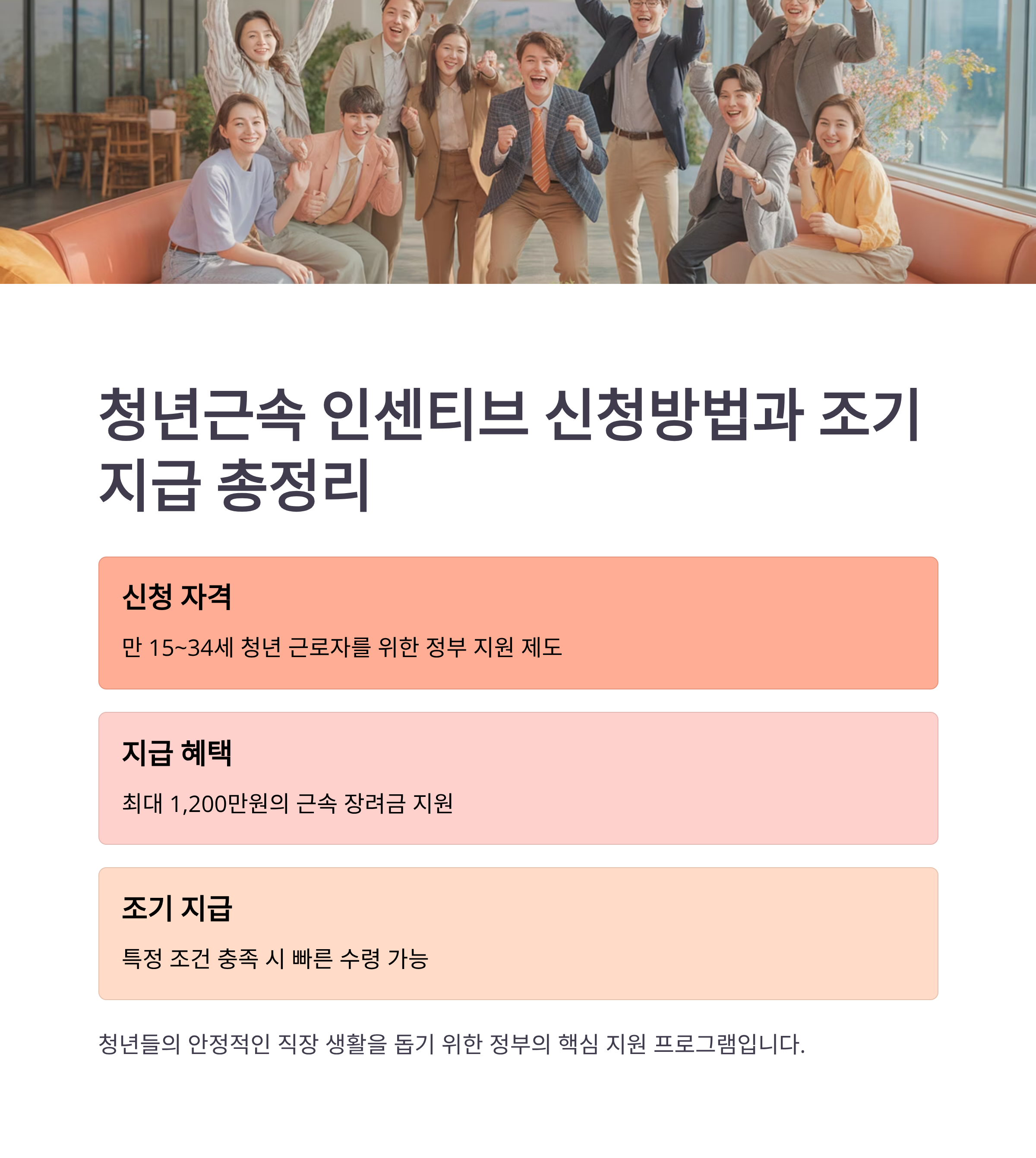 청년근속 인센티브 신청방법과 조기지급 총정리