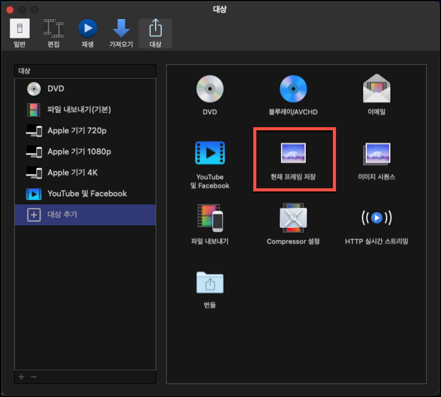현재 프레임 저장