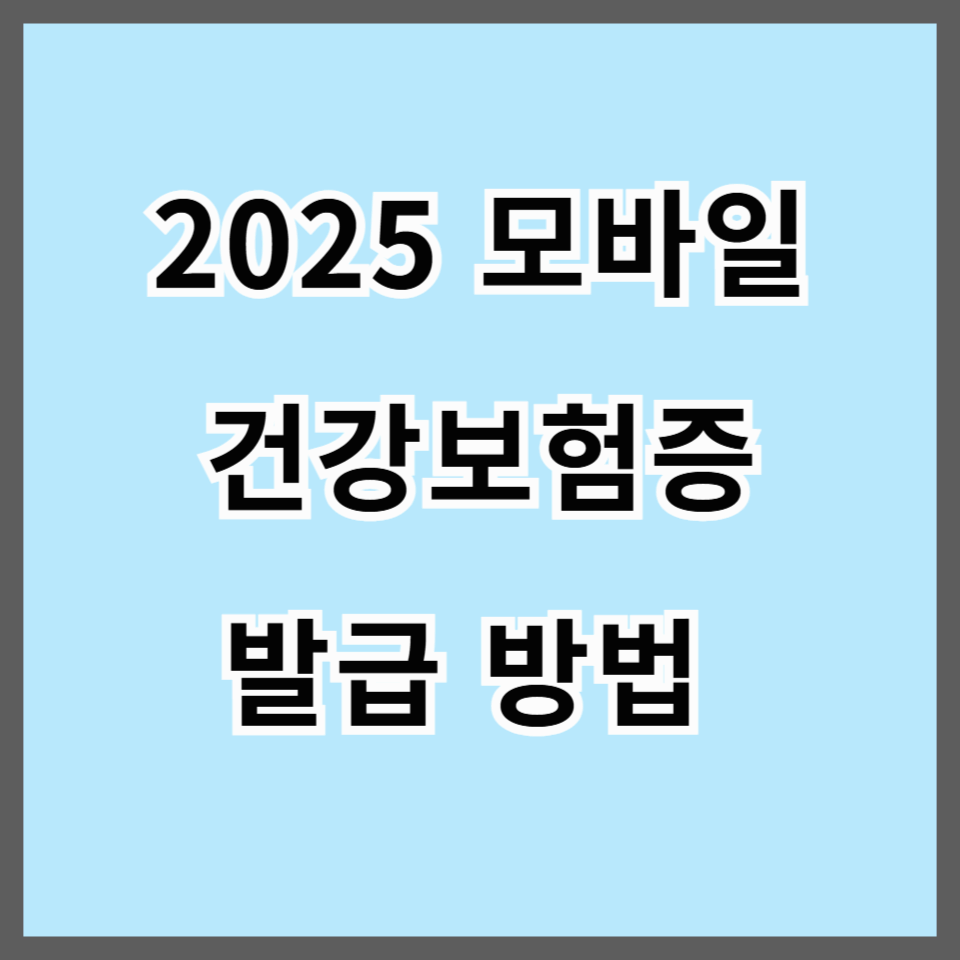 2025 모바일 건강보험증 발급 방법 및 병원 사용법 총정리