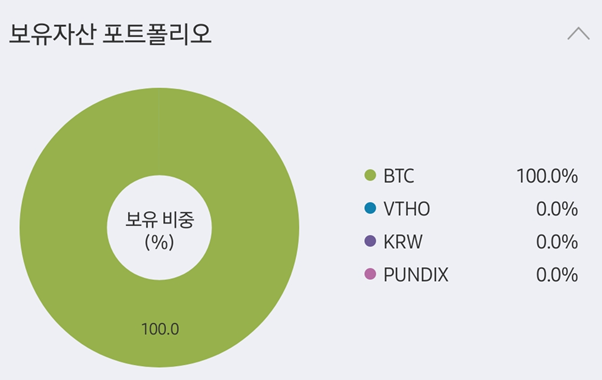 업비트 보유자산 포트폴리오.