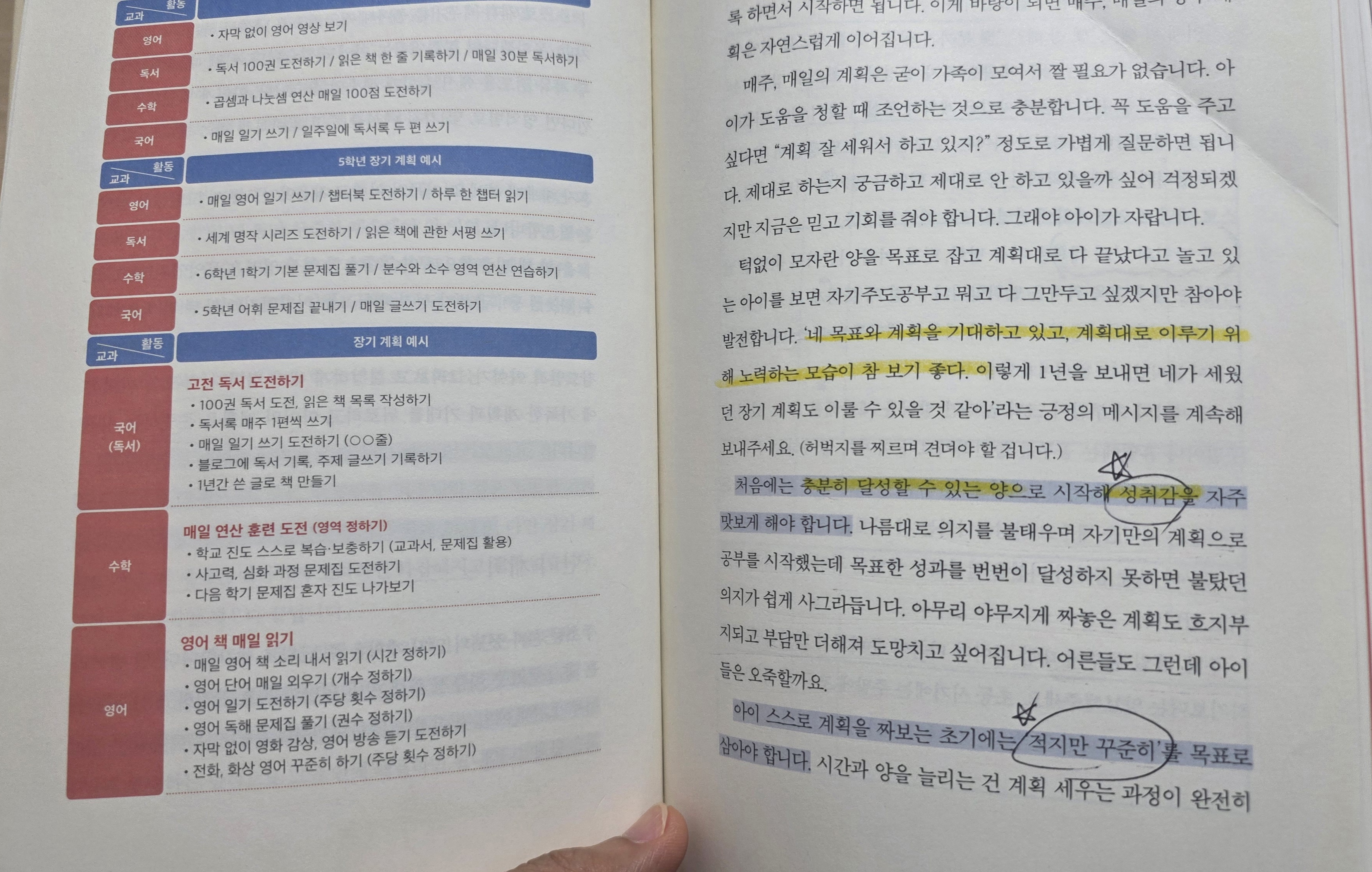 초등학생 아이가 스스로 공부 계획을 세우도록 돕기 위해 엄마가 꼼꼼히 읽은 초등 자기주도 공부법 페이지 내용