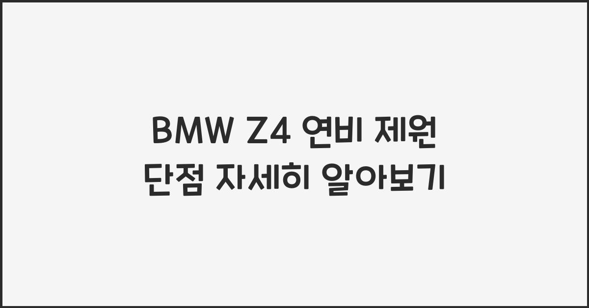 BMW Z4 연비 제원 단점