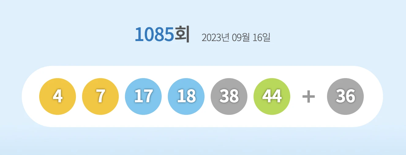1085회 로또 당첨번호