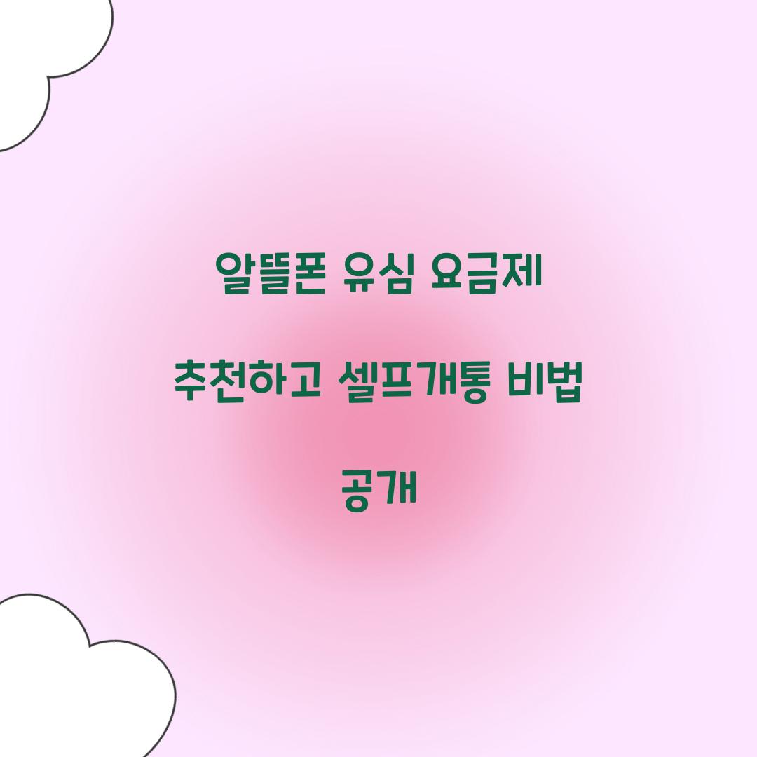 알뜰폰 유심 요금제 추천