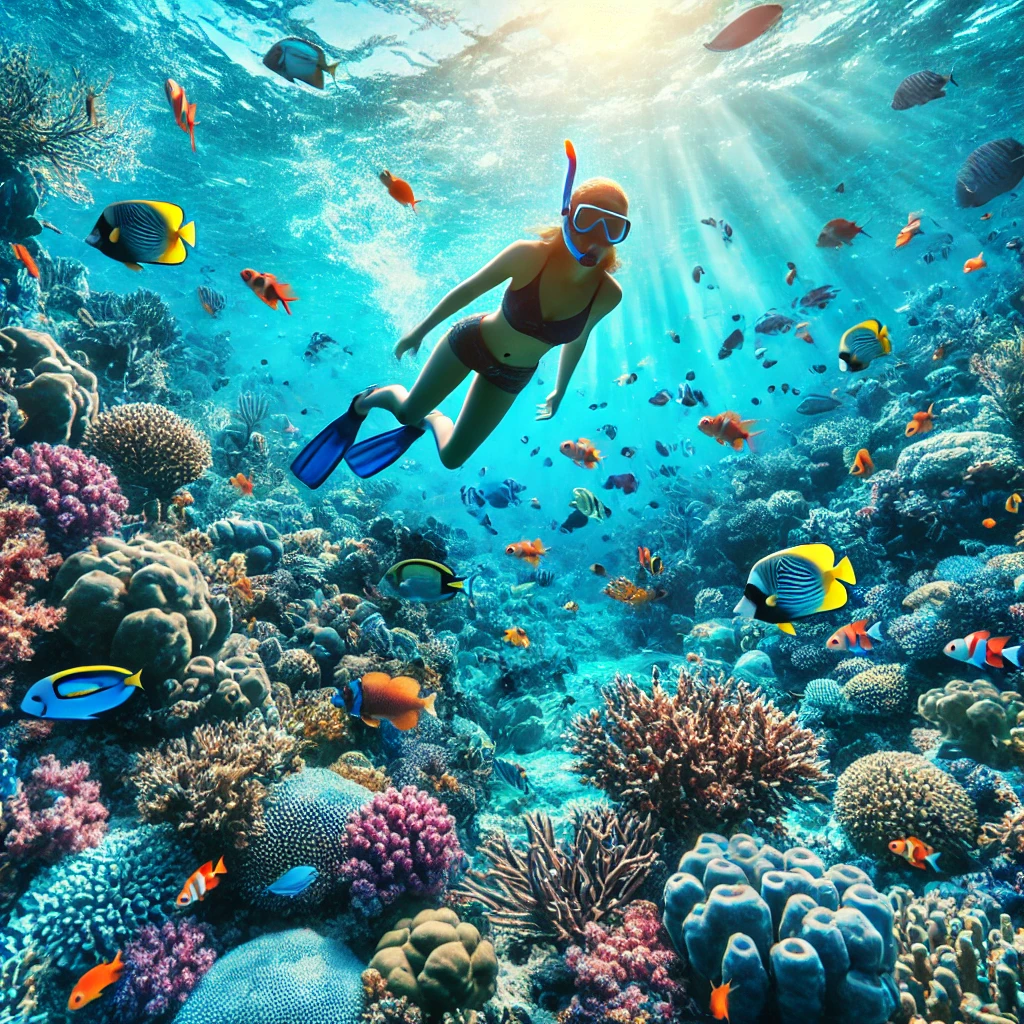 스노쿨링하는모습