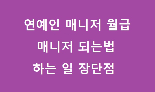 연예인 매니저 월급