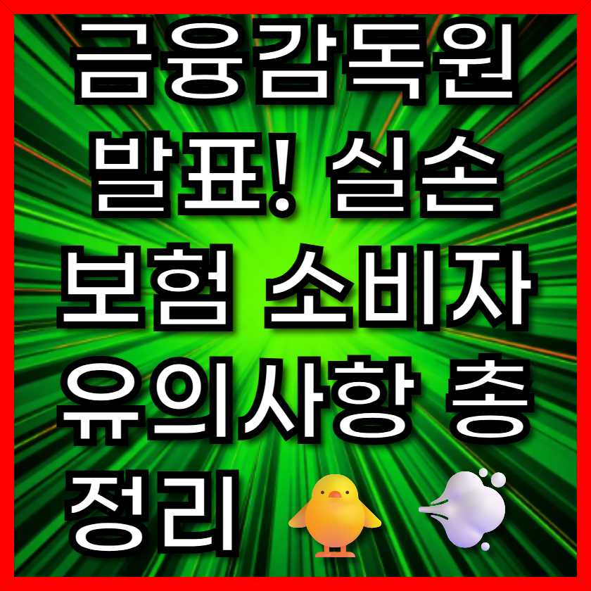 금융감독원 발표! 실손보험 소비자 유의사항 총정리 🐥💨