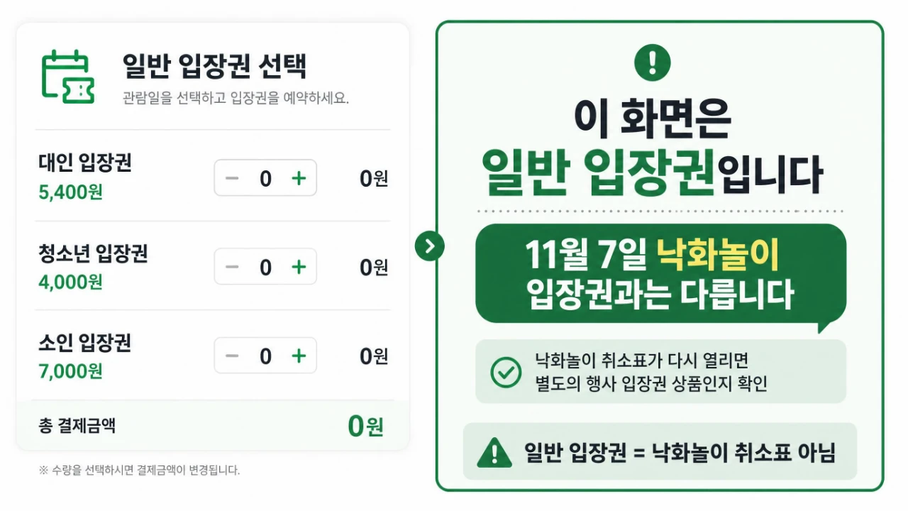백제문화단지 일반 입장권과 부여 낙화놀이 취소표 차이 안내