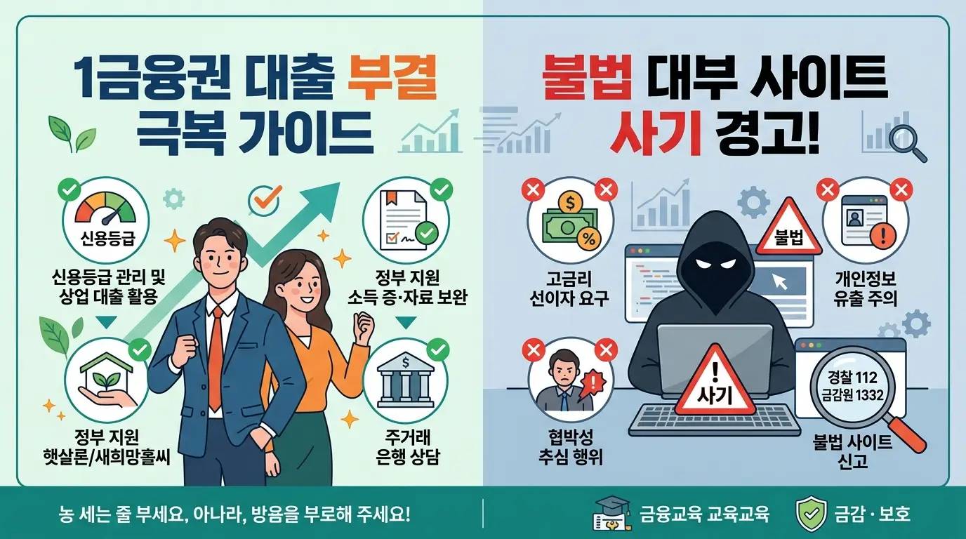 1금융권 부결 극복 및 불법 대부 사이트 사기 경고