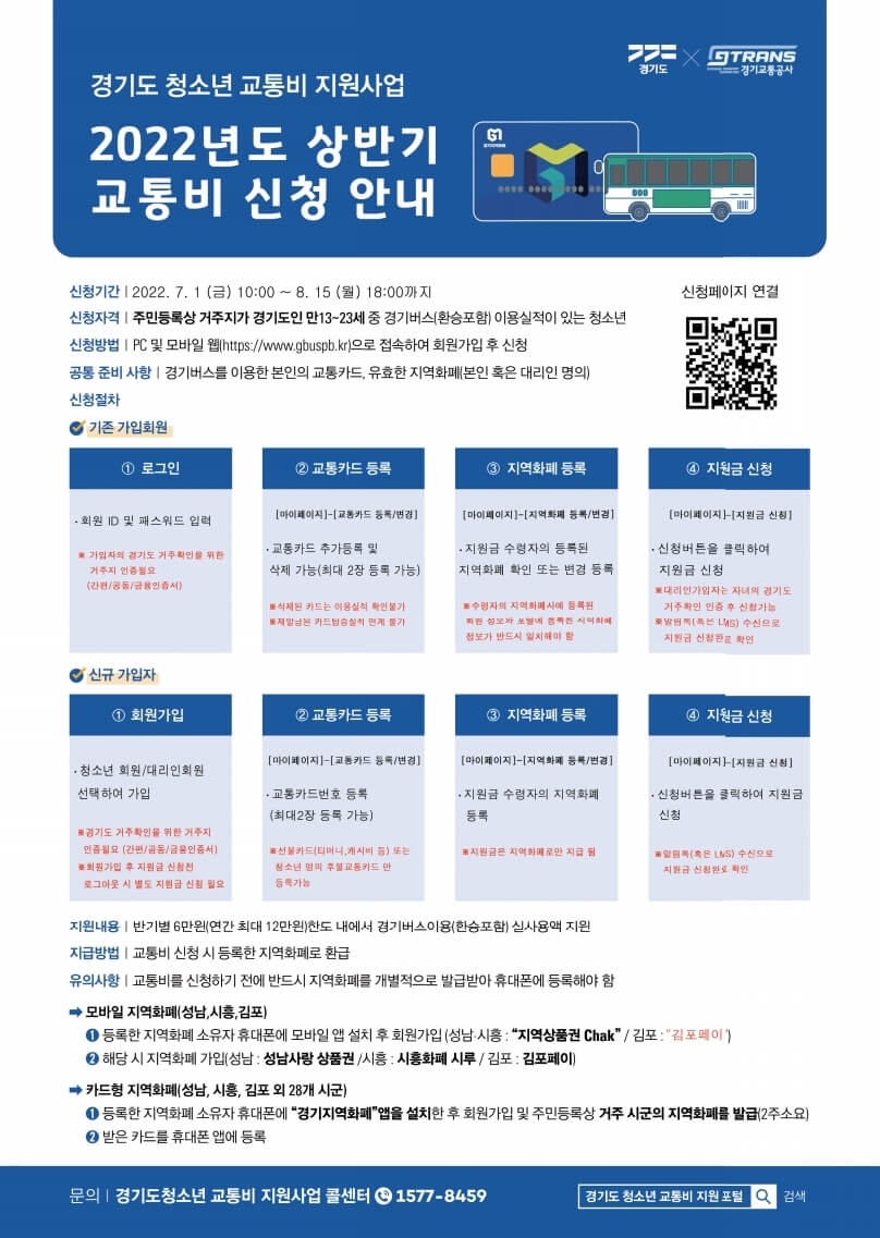 2022년 경기도 청소년 교통비 카드등록 방법