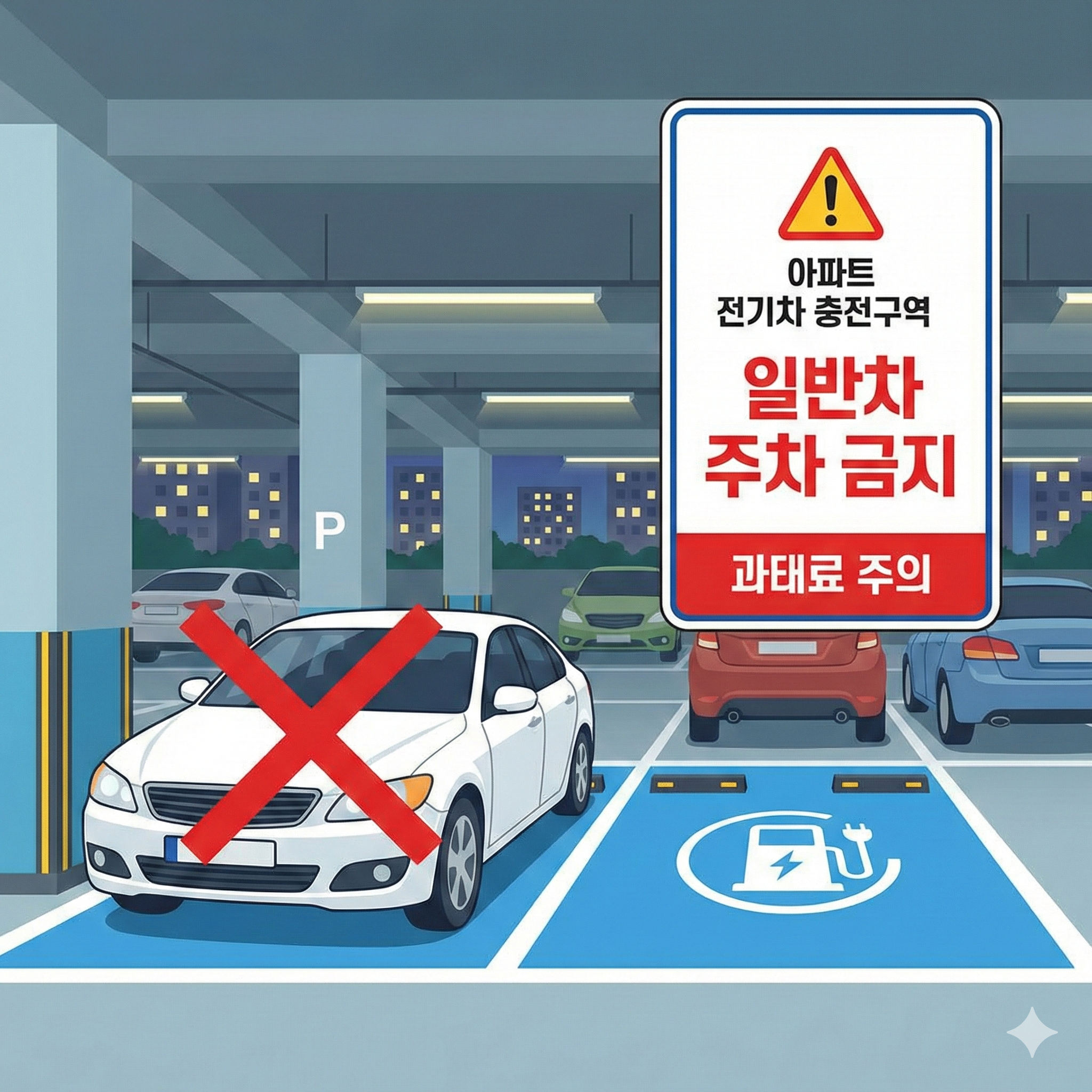 아파트 전기차 충전구역 일반차 주차가능 여부와 과태료 총정리