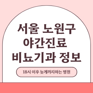 서울 노원구 야간진료 비뇨기과 병원 (18시 이후 늦게까지하는 병원)