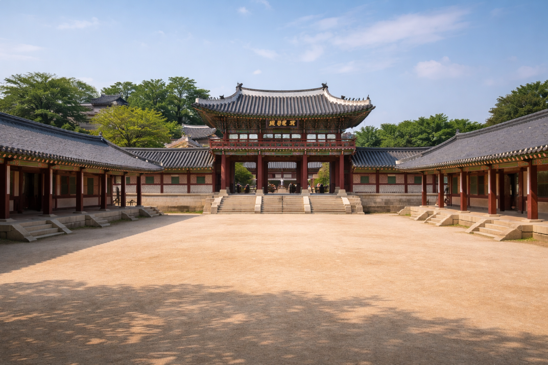 수원 화성행궁 전통 건물과 넓은 마당