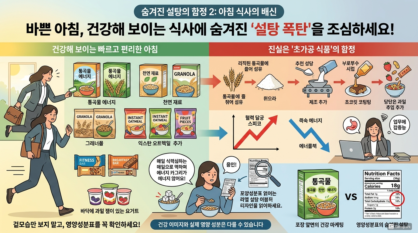아침 식사의 숨은 설탕 함정