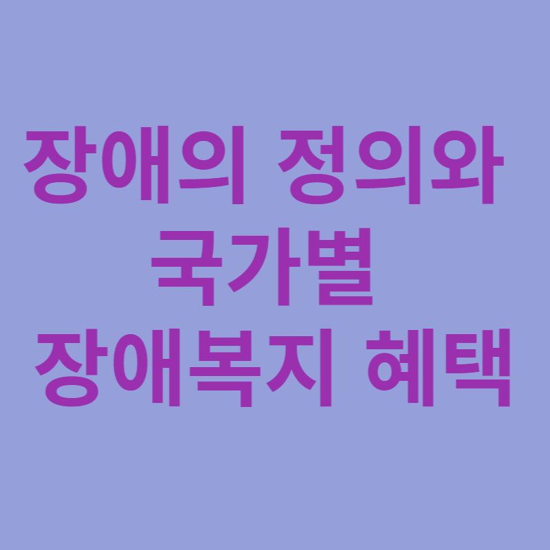 장애의 정의와 국가별 장애복지혜택