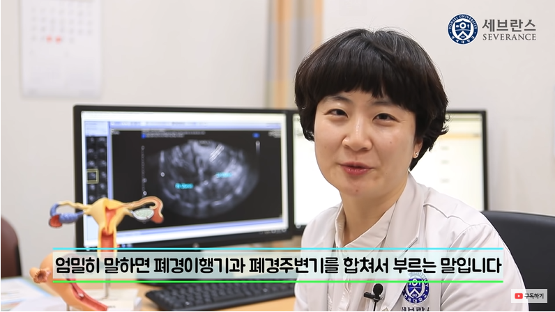 세브란스 산부인과 윤보현 교수가 갱년기 증상에 대해 설명하고 있다. 유튜브 채널 세브란스 병원.