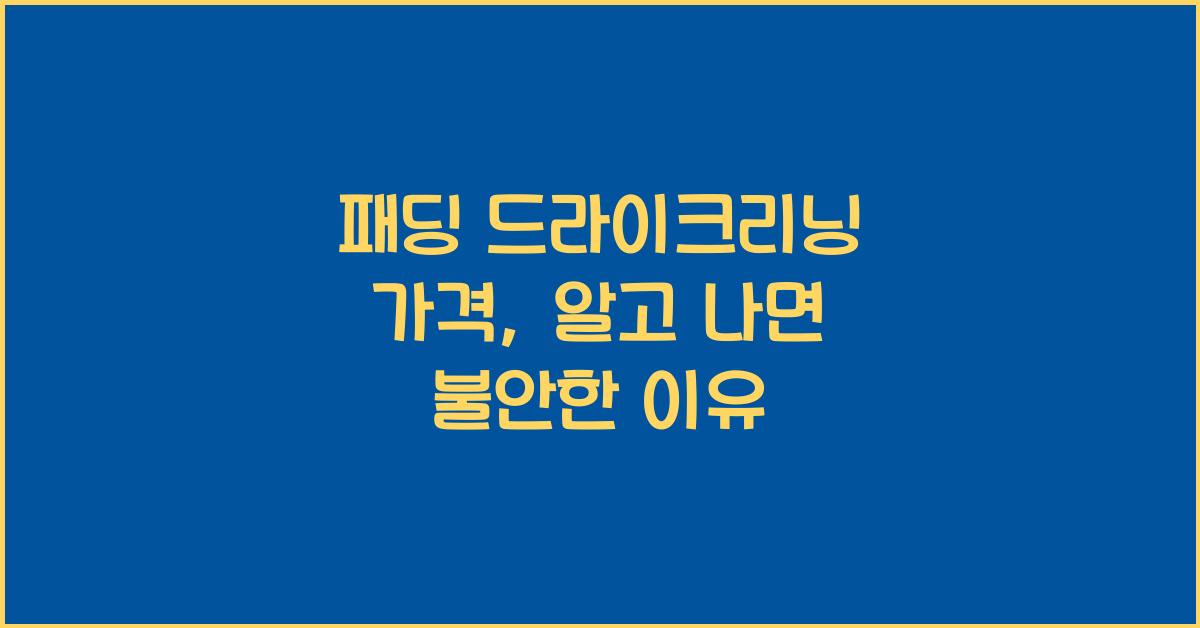 패딩 드라이크리닝 가격