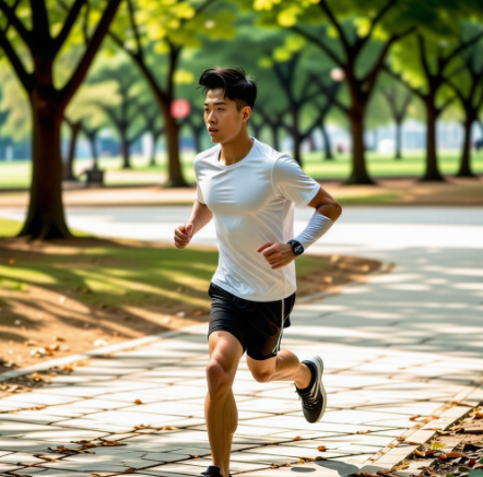 공원에서 건강하게 런닝을 뛰고있는 모습