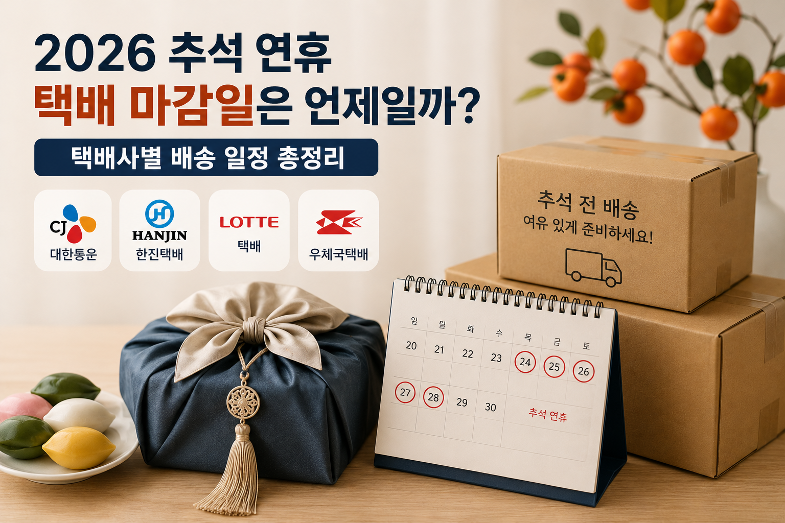 2026 추석 연휴 택배 마감 언제일까? 택배사별 배송 일정 총정리