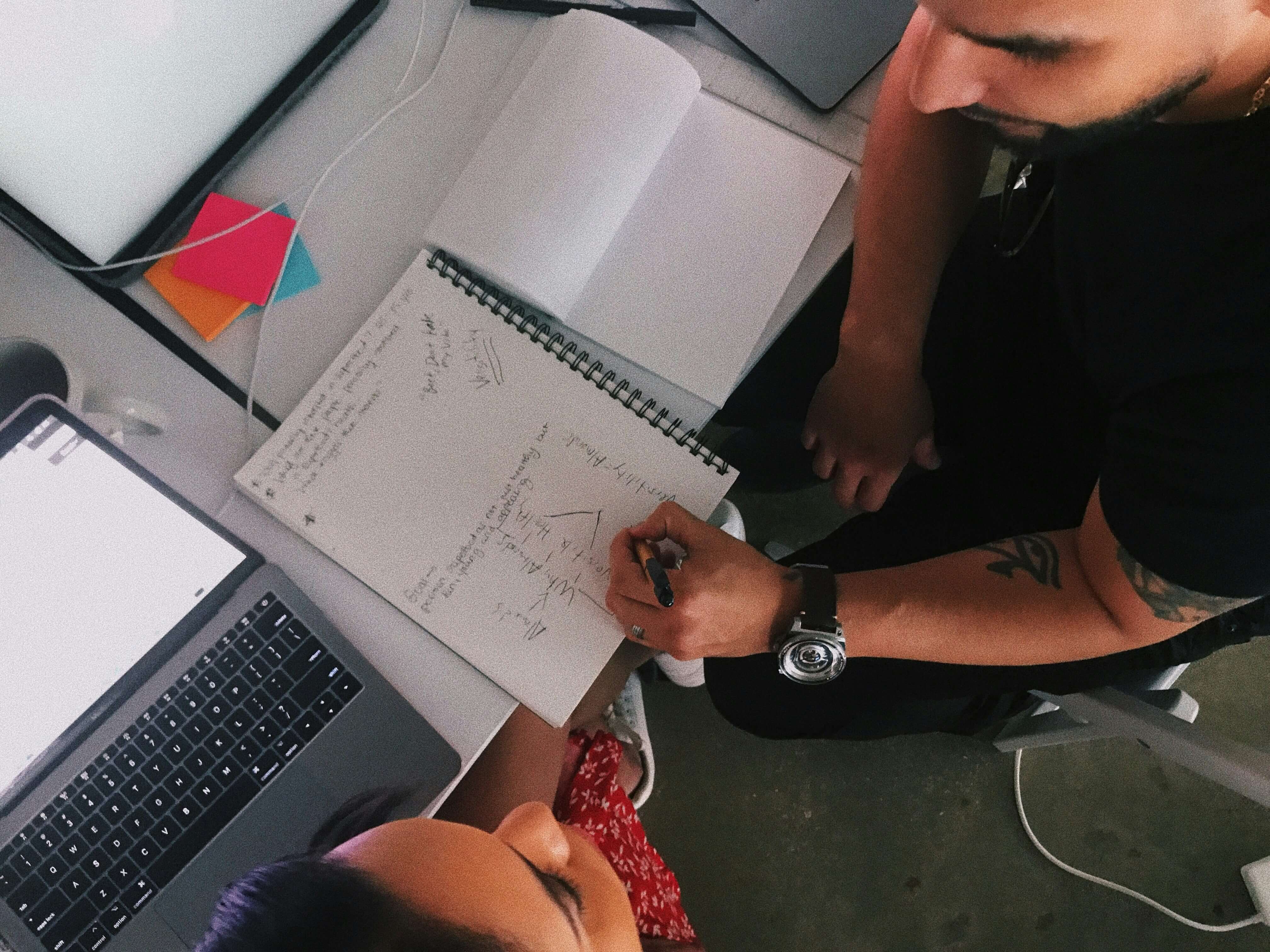 A young business owner drafting a business plan